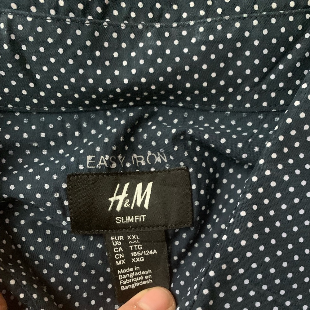 H and M XXL long sleeve polka dot black shirt